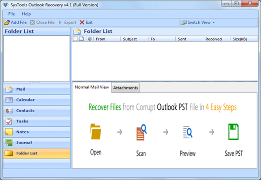 Restore PST Outlook 4.1